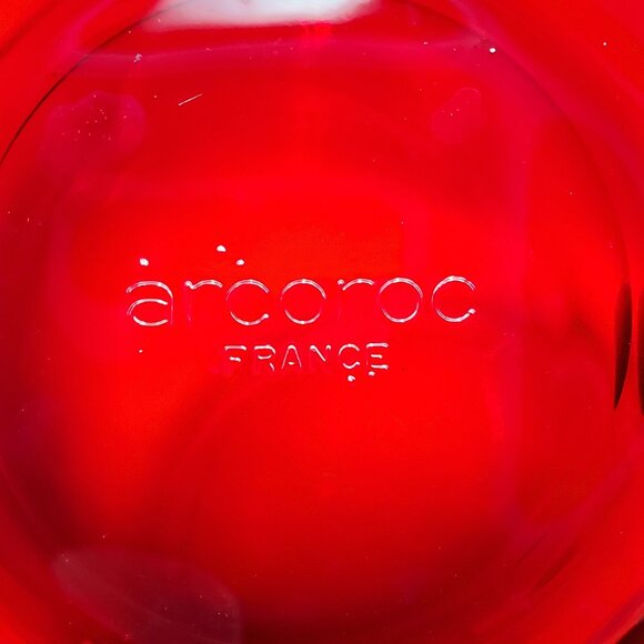 Arcoroc France Ruby Red Dessert Bowls Red Glass Scalloped Fruit Berry Bowls - Picture 8 of 8